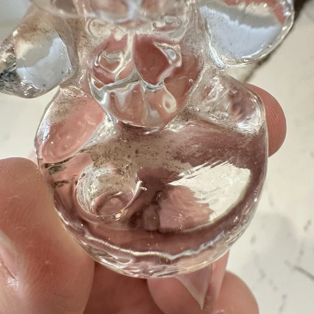 Vintage‎ Crystal Glass Teddy Bear Birthday Candle Holder Mini 2